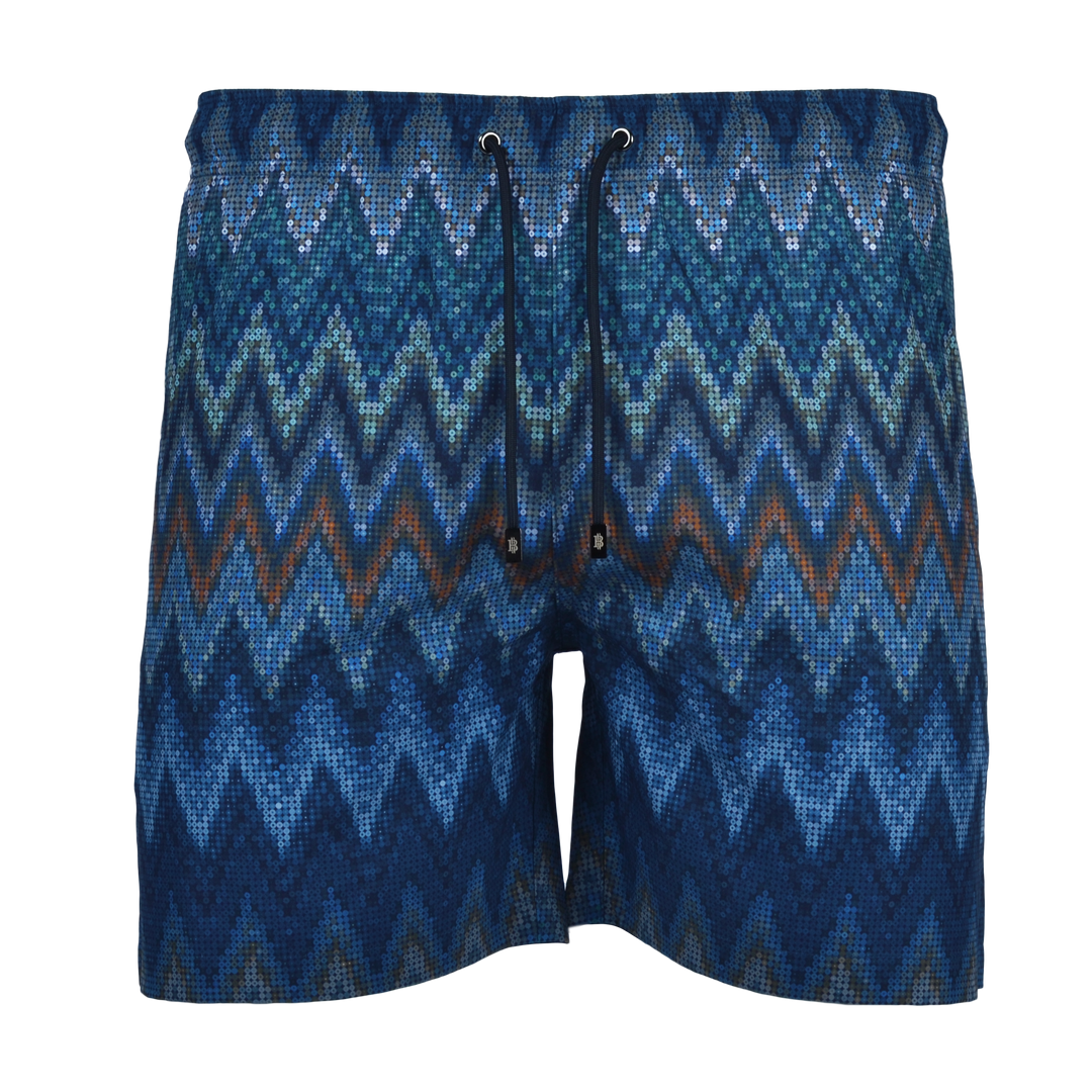 Sequin Zig Dubai Pattern Collar - Men's Polo & Swim Short Set
