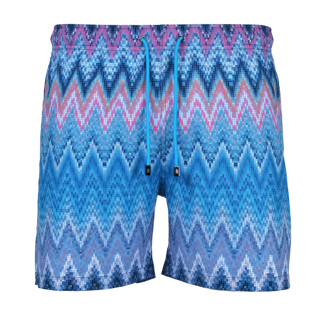 Sequin Zig Miami Pattern Collar - Men's Polo & Swim Short Set