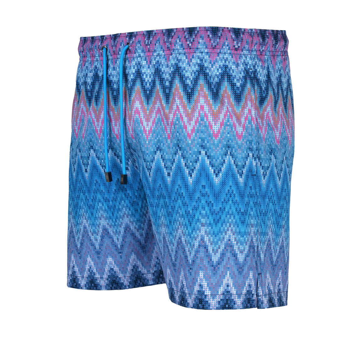 Sequin Zig Miami Pattern Collar - Men's Polo & Swim Short Set
