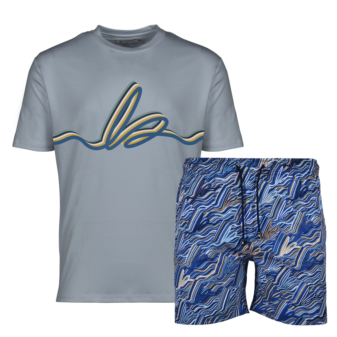 Autograph Navy Gold Bar - Men's T-shirt & Swim Short Set