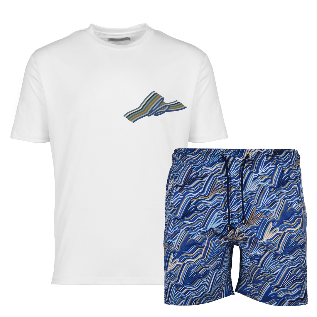 Autograph Navy Gold Chest - Men's T-shirt & Swim Short Set