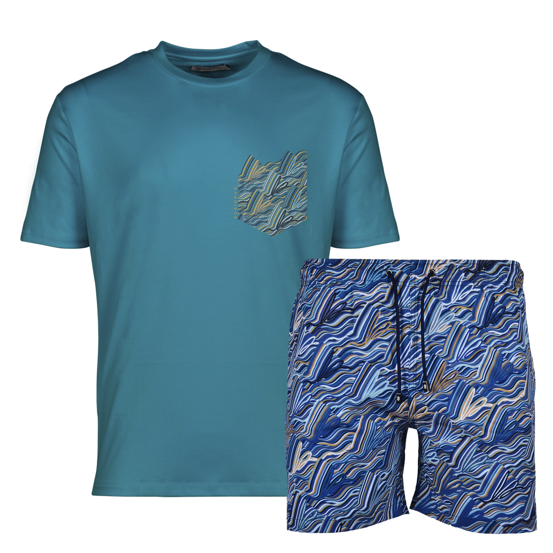Autograph Navy Gold Pocket - Men's T-shirt & Swim Short Set