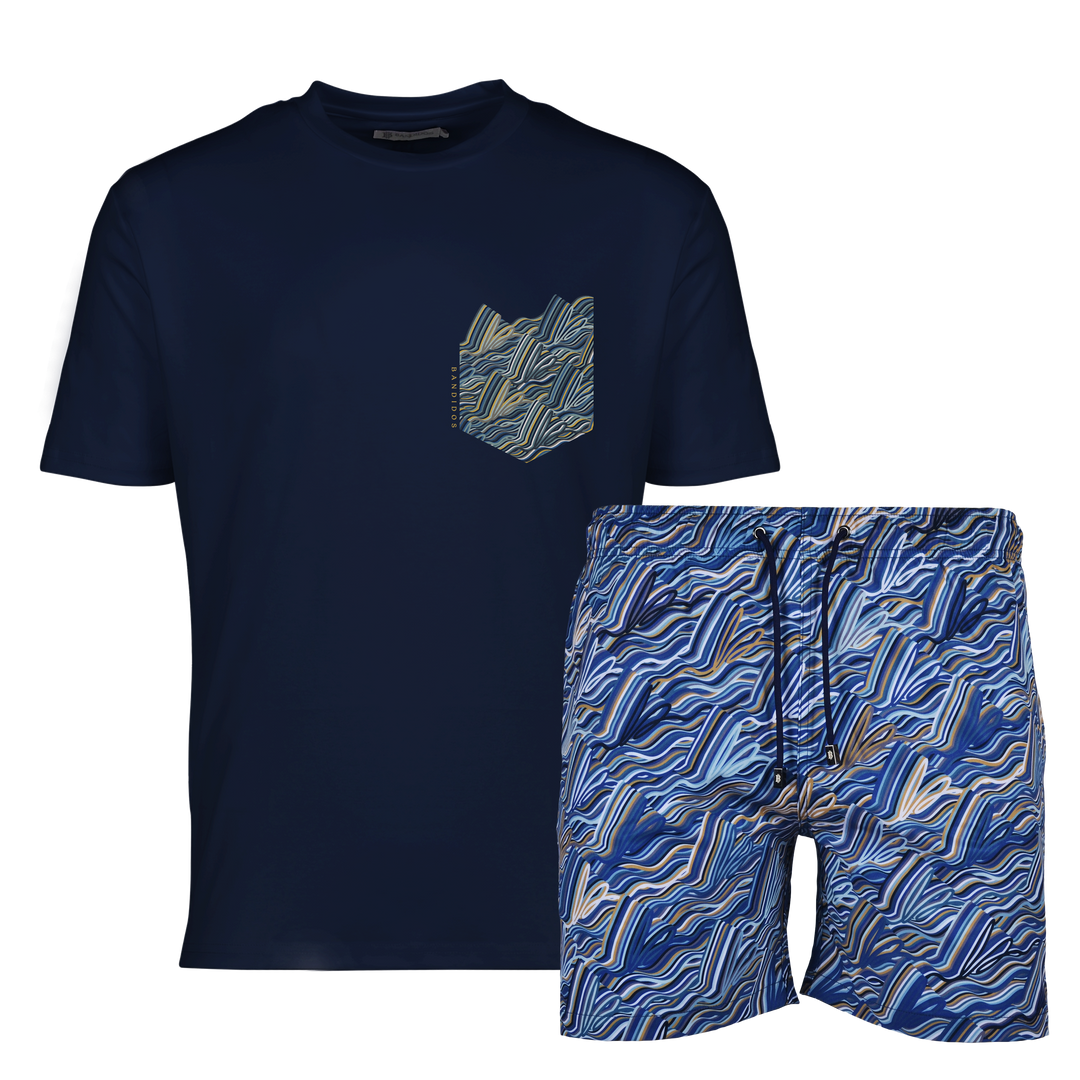 Autograph Navy Gold Pocket - Men's T-shirt & Swim Short Set