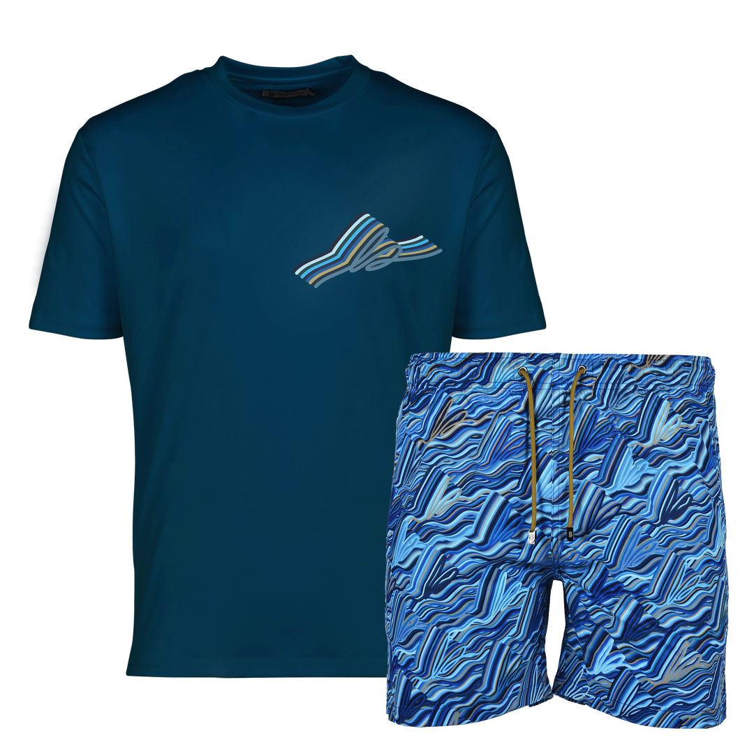 Autograph Navy Chest - Men's T-shirt & Swim Short Set