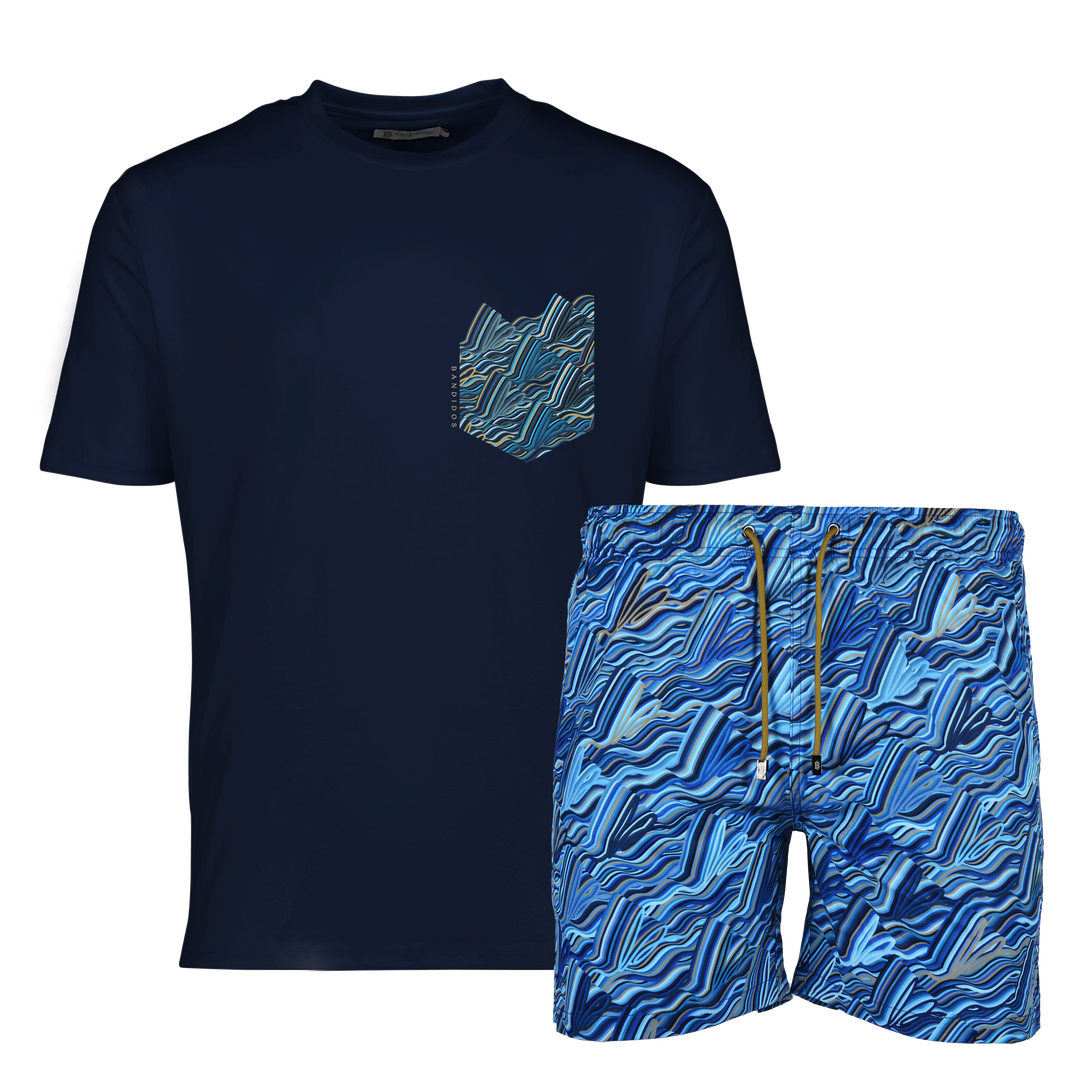 Autograph Navy Pocket - Men's T-shirt & Swim Short Set