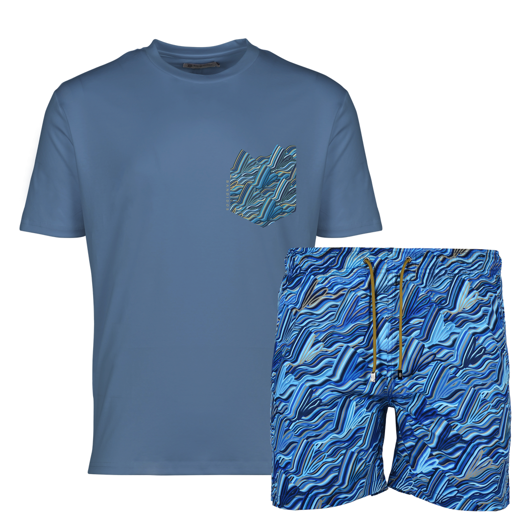 Autograph Navy Pocket - Men's T-shirt & Swim Short Set