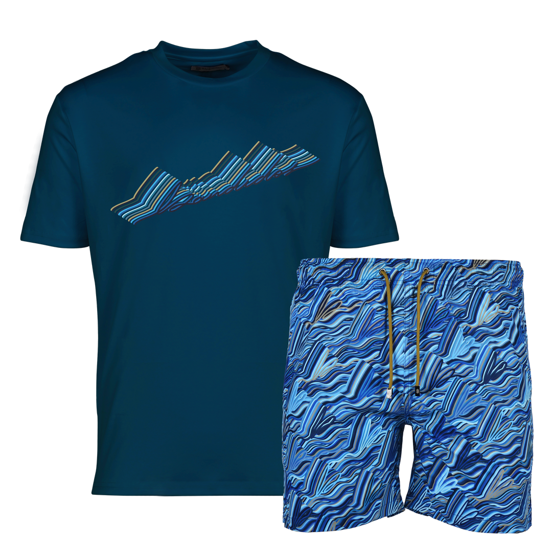 Autograph Navy Script - Men's T-shirt & Swim Short Set