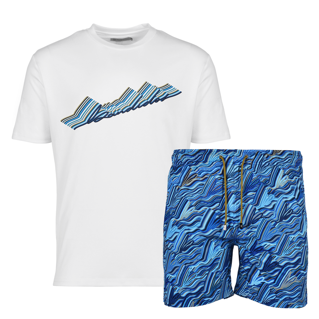 Autograph Navy Script - Men's T-shirt & Swim Short Set