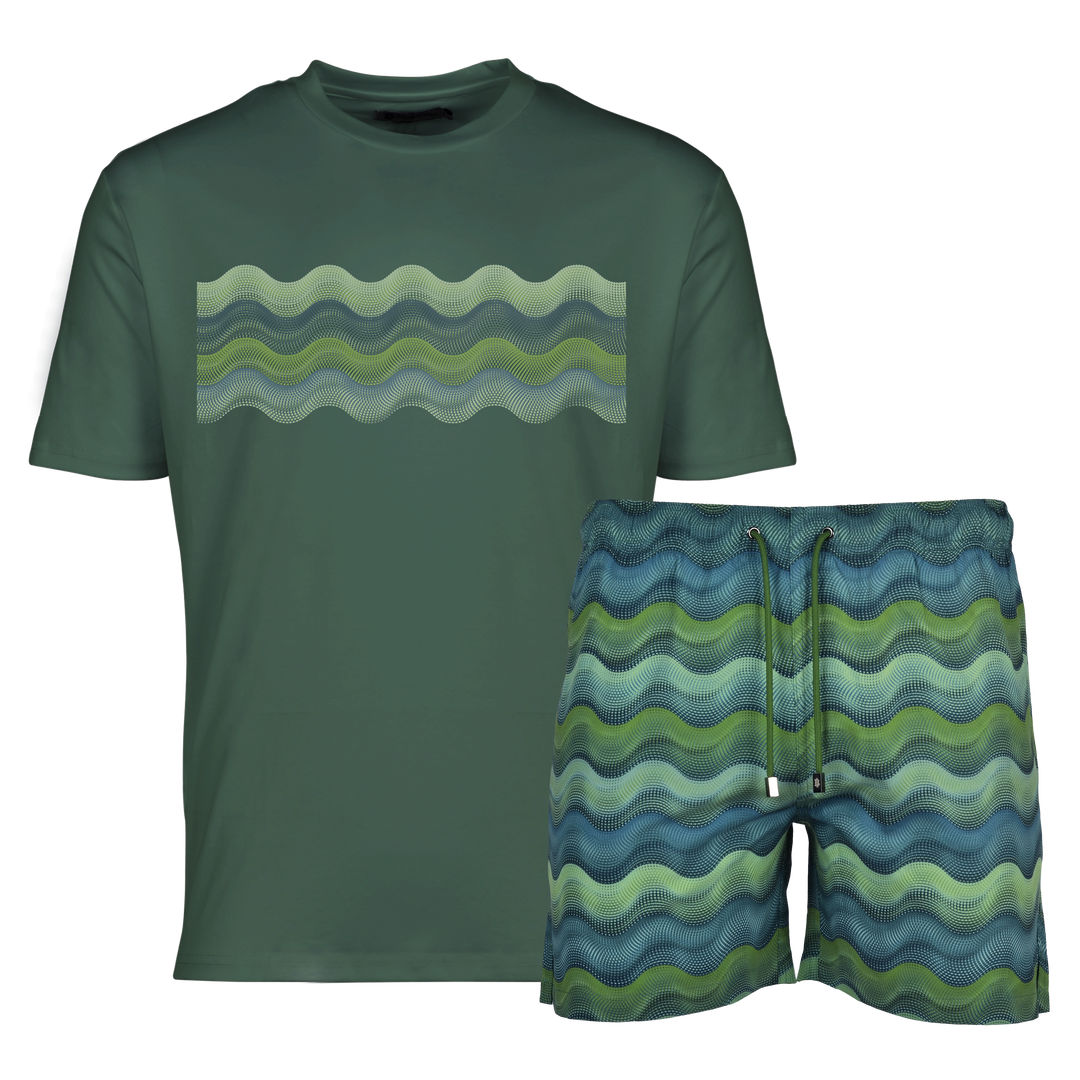 Dot Waves Bali Bar - Men's T-Shirt & Swim Short Set