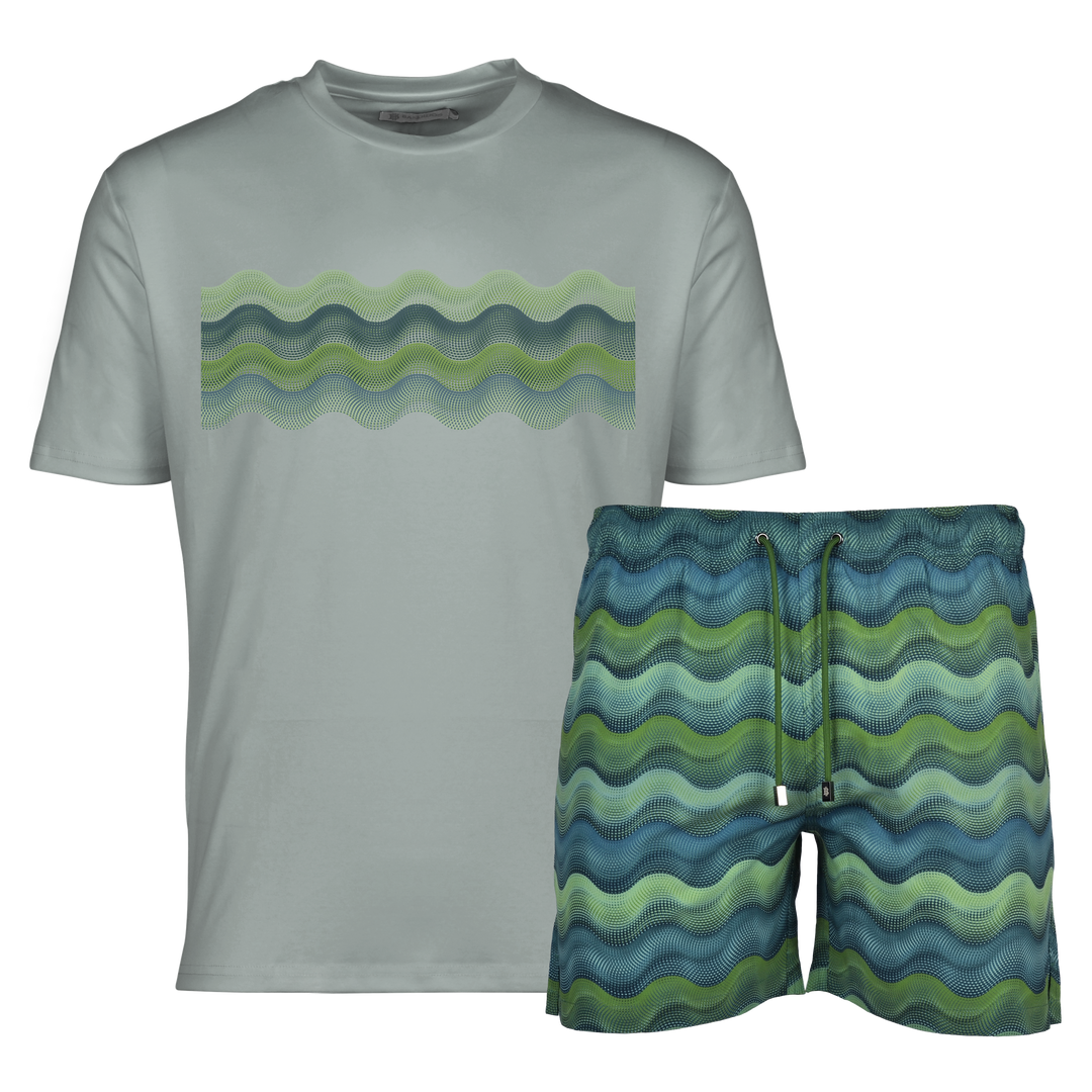 Dot Waves Bali Bar - Men's T-Shirt & Swim Short Set