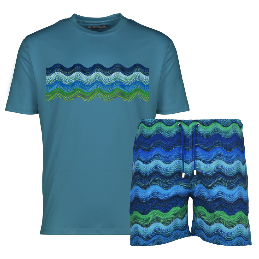 Dot Waves Hawaii Bar - Men's T-Shirt & Swim Short Set