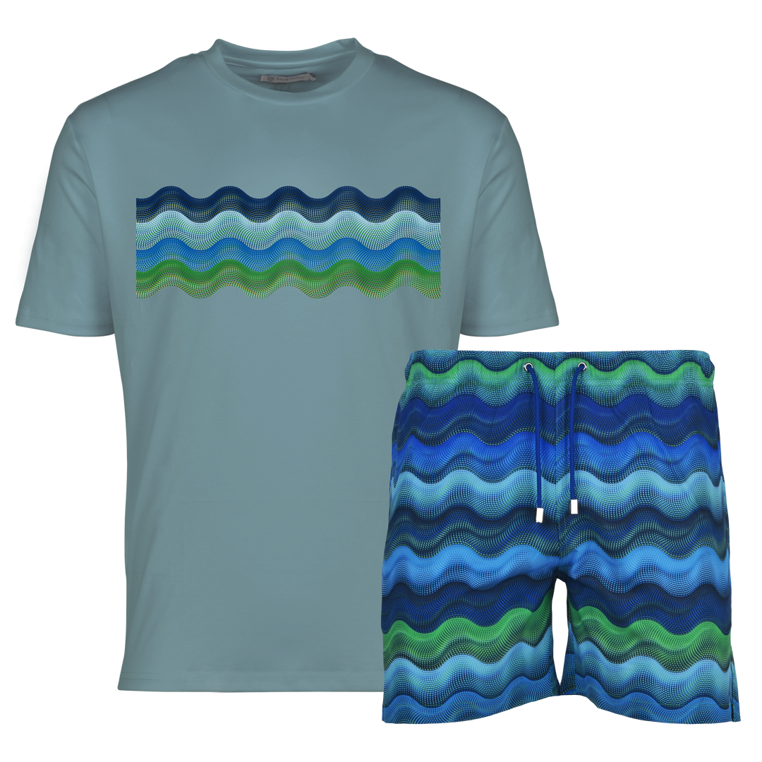 Dot Waves Hawaii Bar - Men's T-Shirt & Swim Short Set
