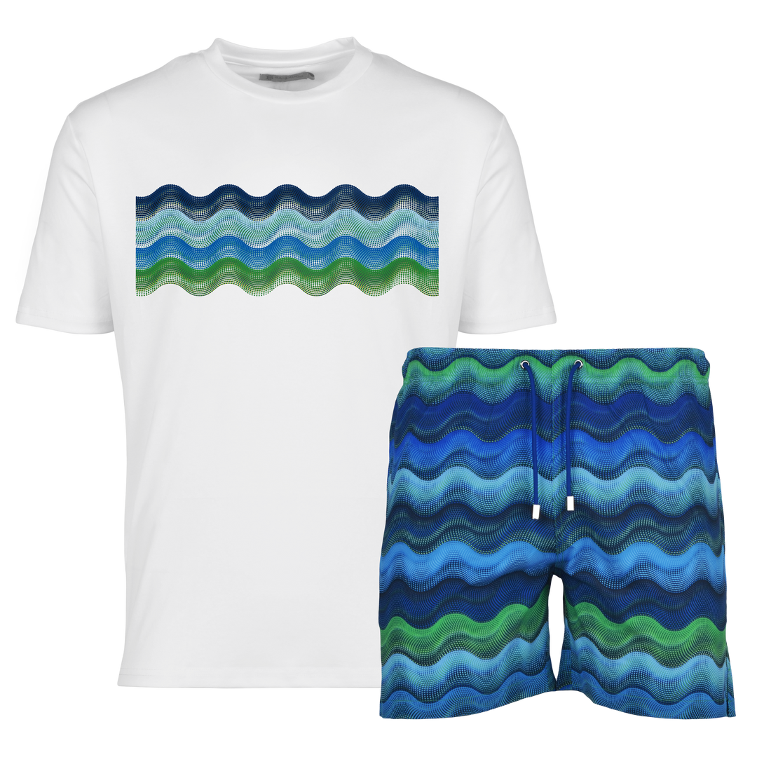 Dot Waves Hawaii Bar - Men's T-Shirt & Swim Short Set