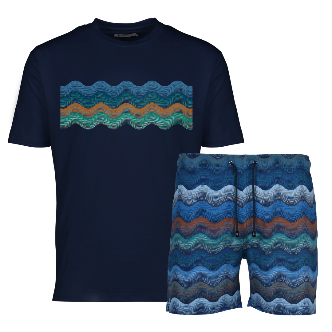 Dot Waves Dubai Bar - Men's T-Shirt & Swim Short Set