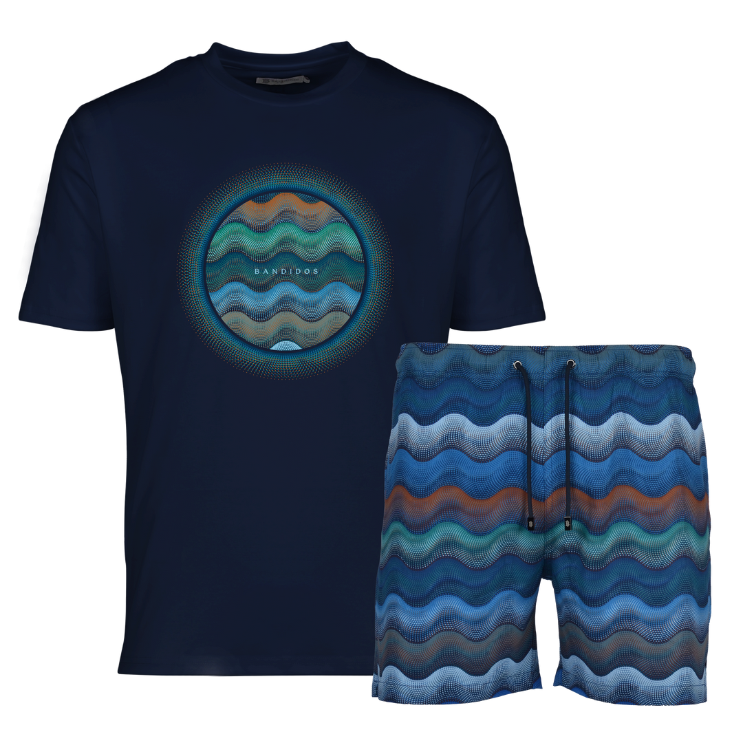 Dot Waves Dubai Orb - Men's T-Shirt & Swim Short Set