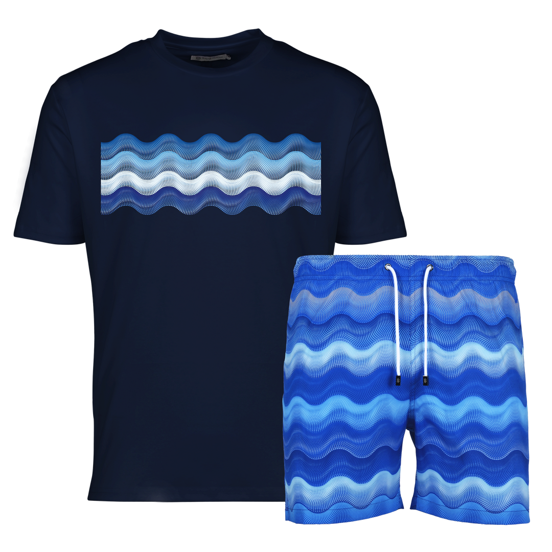 Dot Waves Santorini Bar - Men's T-Shirt & Swim Short Set