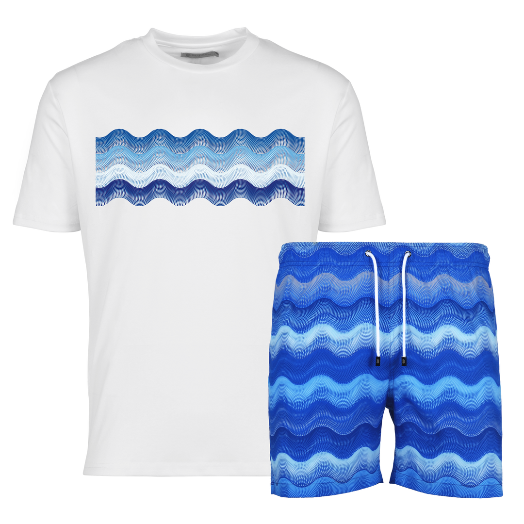 Dot Waves Santorini Bar - Men's T-Shirt & Swim Short Set