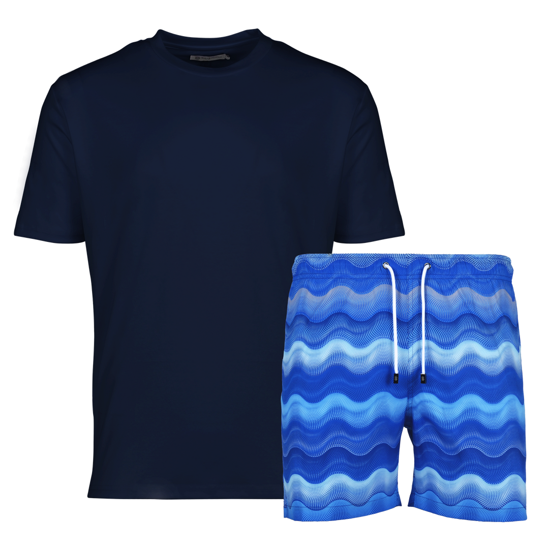 Dot Waves Santorini - Men's T-Shirt & Swim Short Set