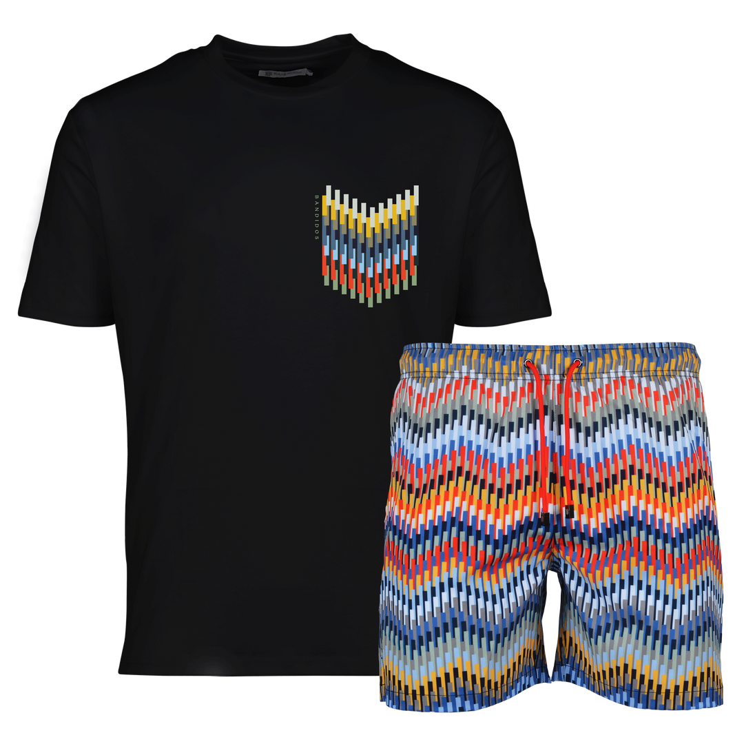 Line Zig Multi Chevron - Men's T-shirt & Swim Short Set