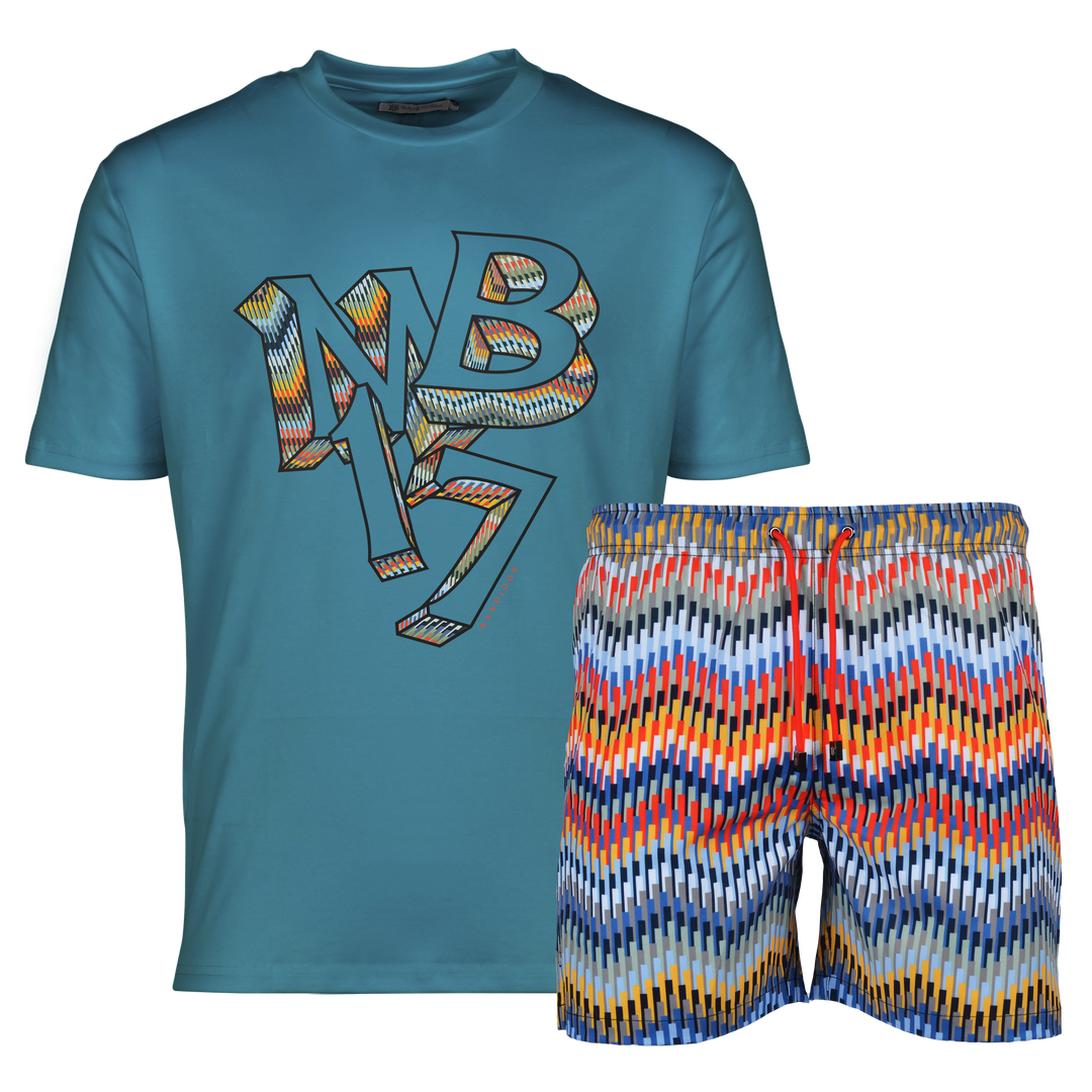 Line Zig Multi MB17 - Men's T-shirt & Swim Short Set