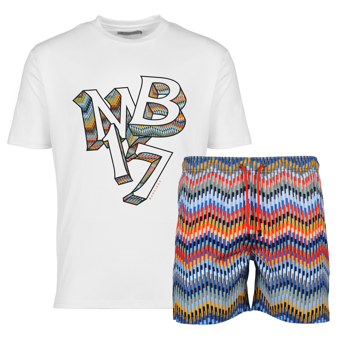 Line Zig Multi MB17 - Men's T-shirt & Swim Short Set