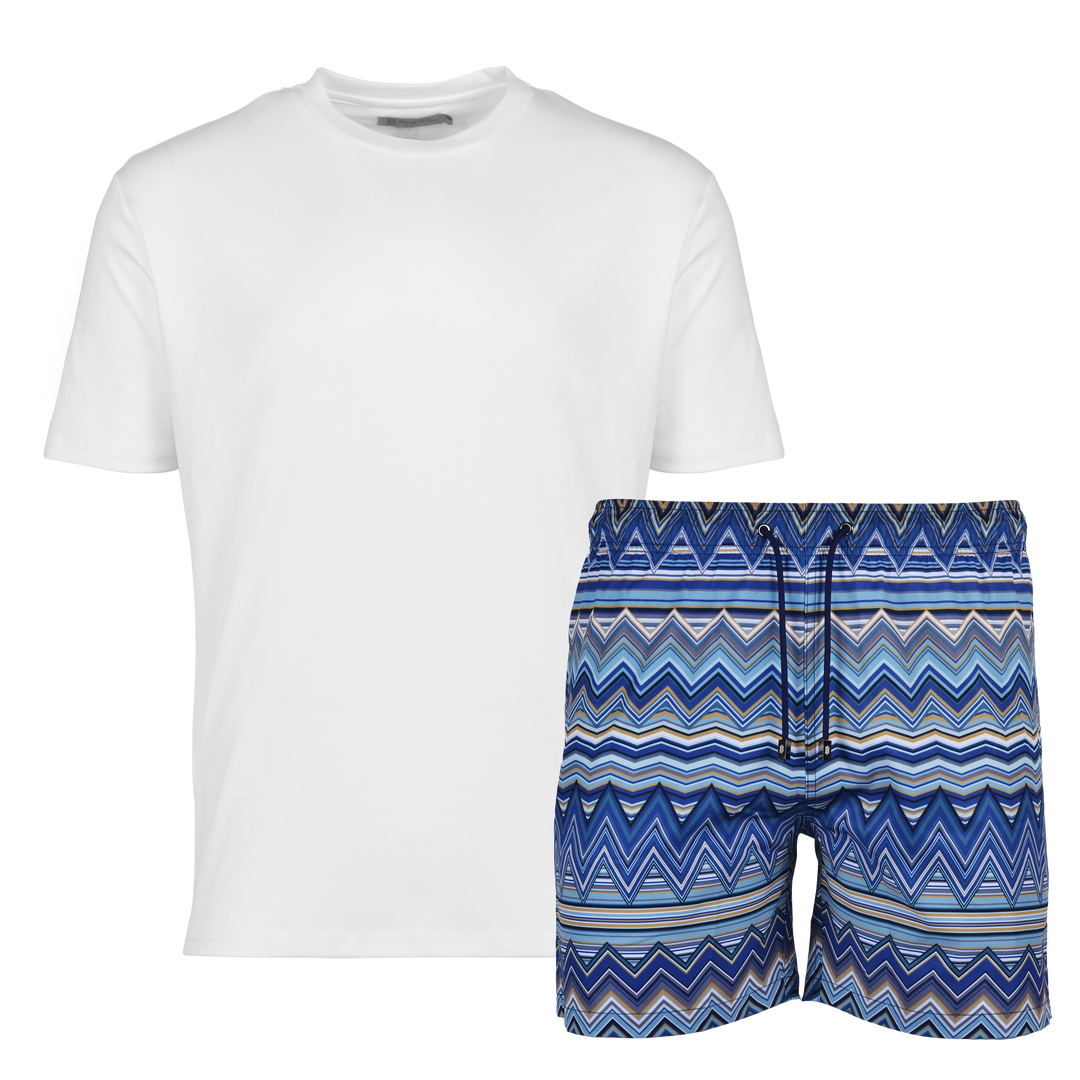 Multi Zig Navy Gold - Men's T-shirt & Swim Short Set