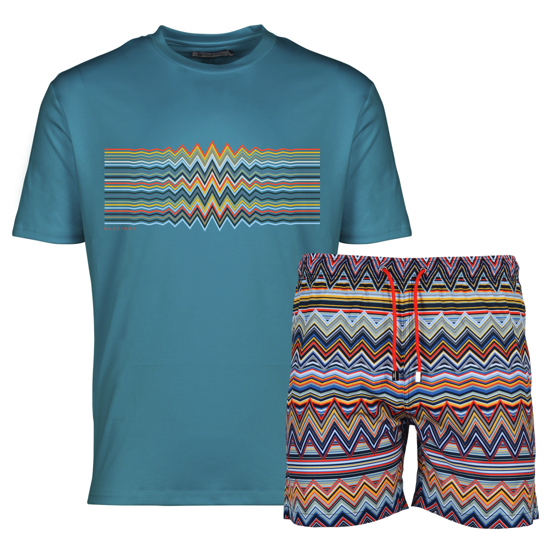 Multi Zig Multi Waveform - Men's T-shirt & Swim Short Set