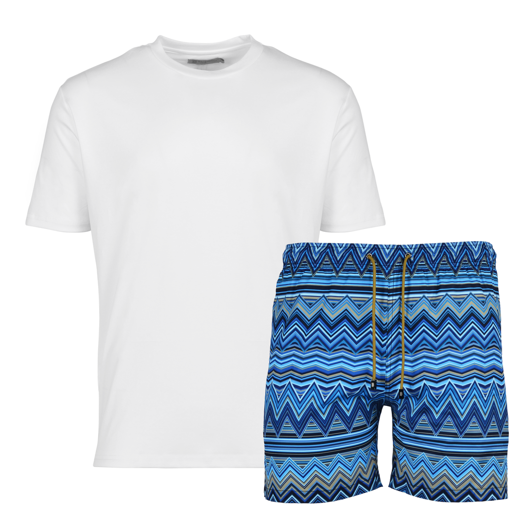 Multi Zig Navy - Men's T-shirt & Swim Short Set