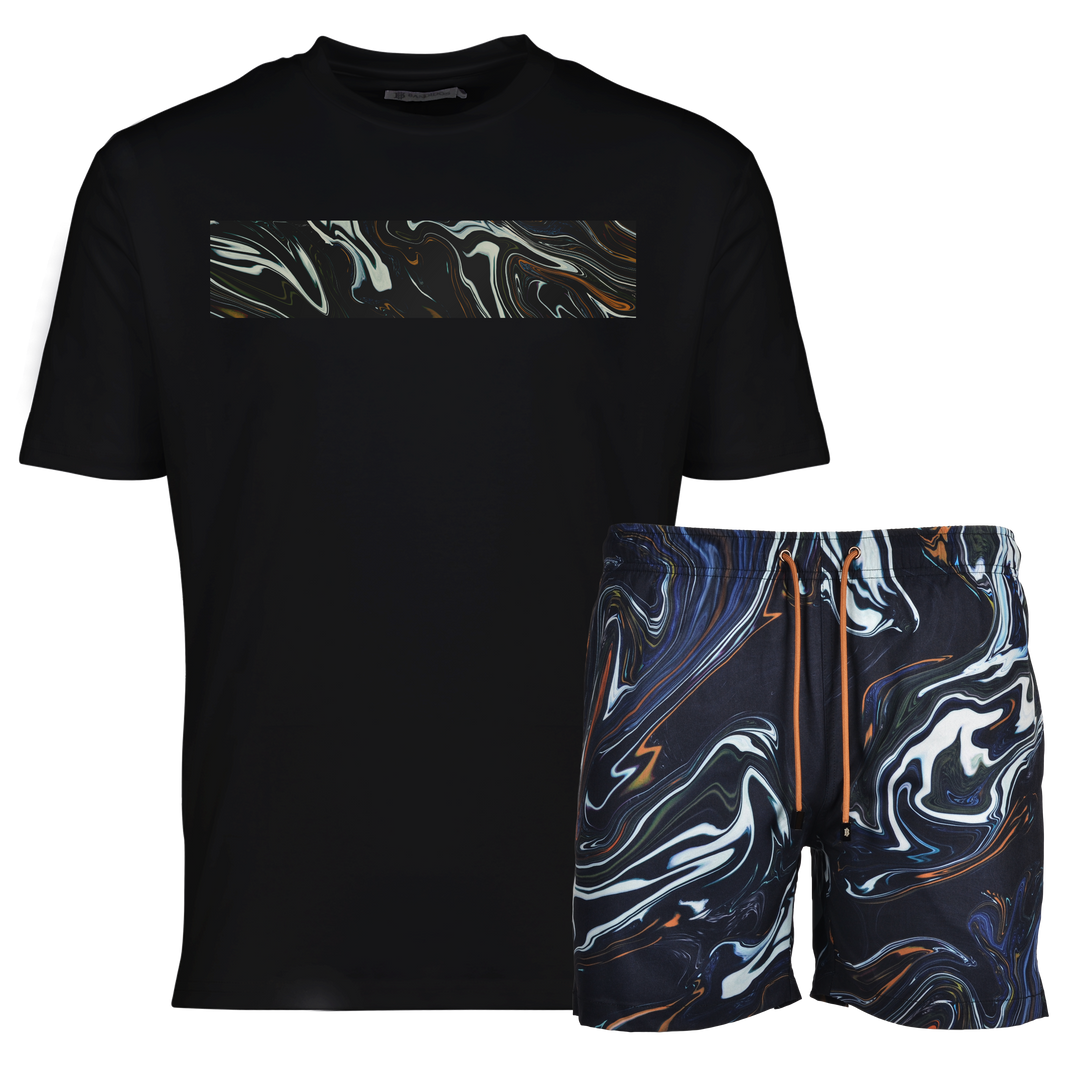 Oil Black - Men's T-shirt & Swim Short Set