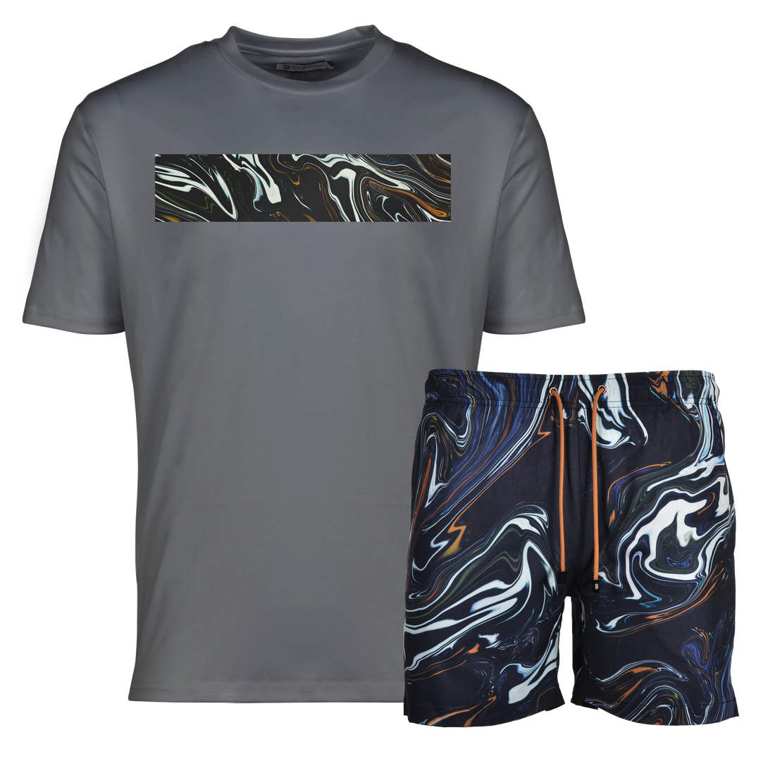 Oil Black - Men's T-shirt & Swim Short Set