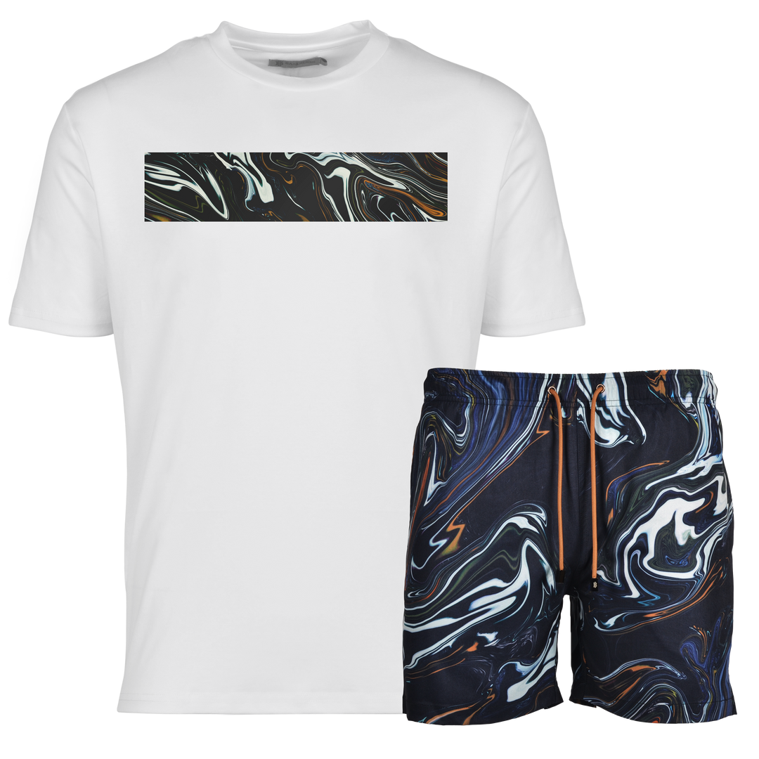 Oil Black - Men's T-shirt & Swim Short Set