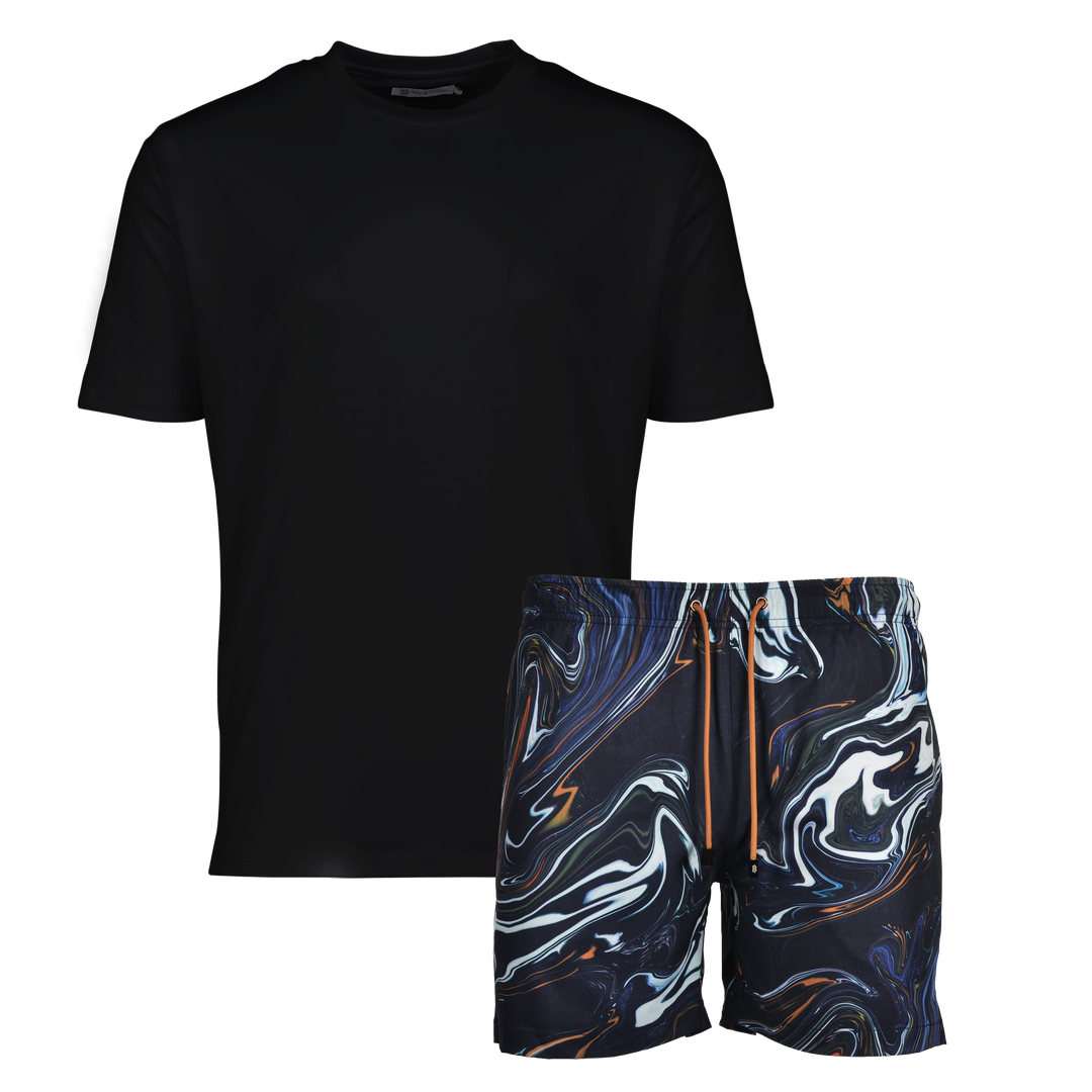 Oil Black - Men's T-shirt & Swim Short Set