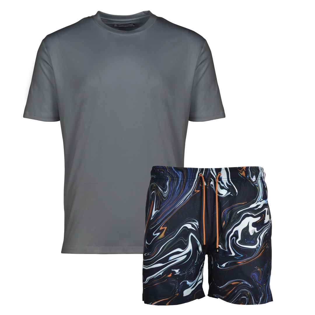 Oil Black - Men's T-shirt & Swim Short Set