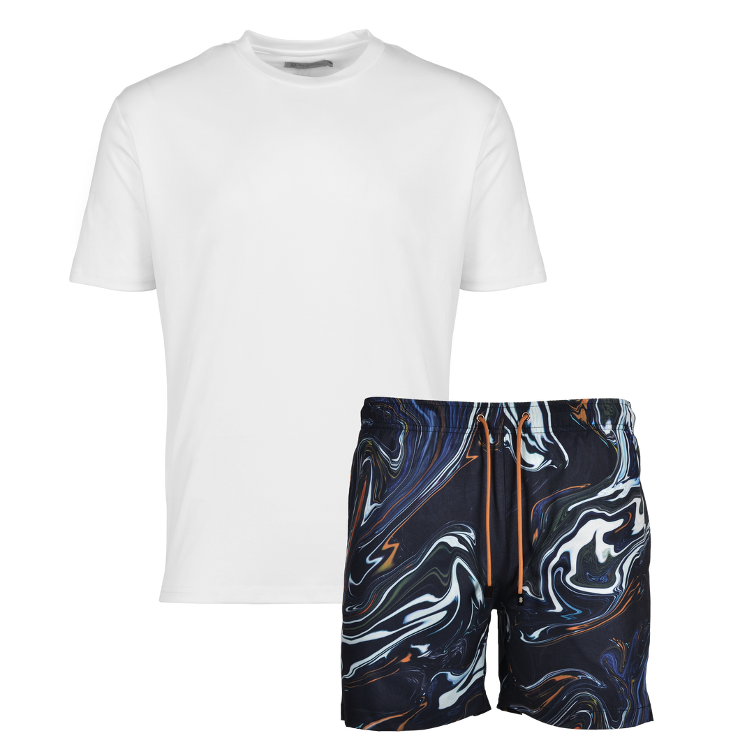 Oil Black - Men's T-shirt & Swim Short Set