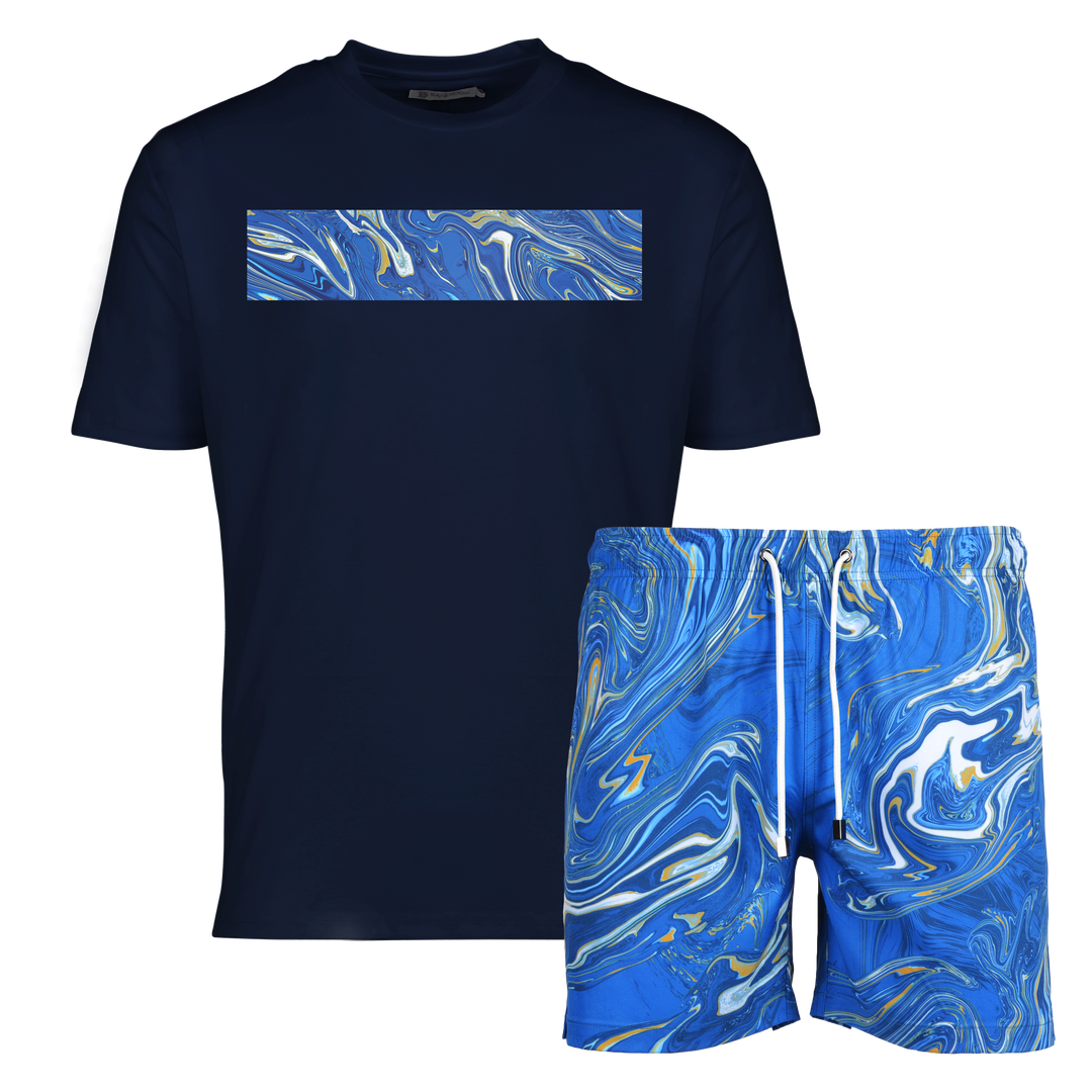 Oil Blue - Men's T-shirt & Swim Short Set