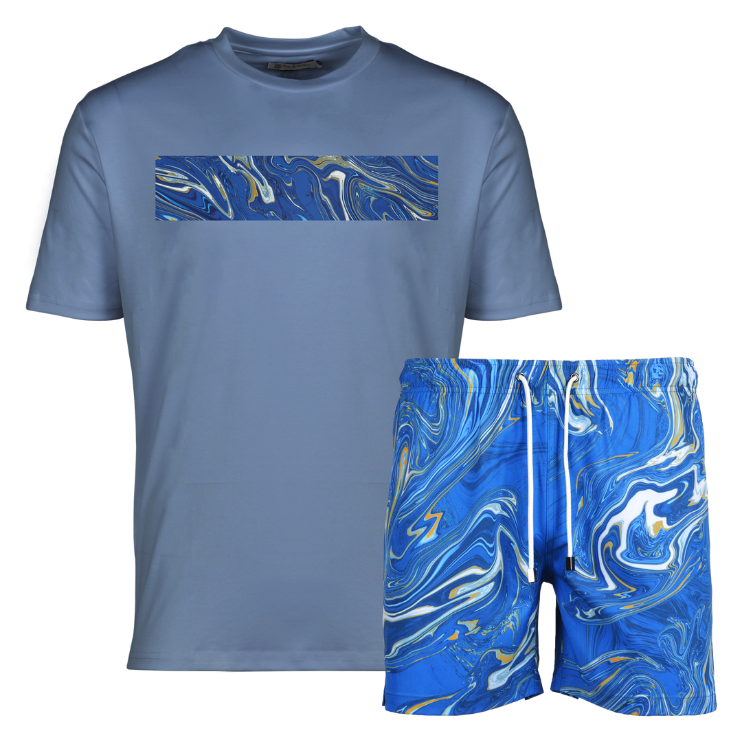 Oil Blue - Men's T-shirt & Swim Short Set