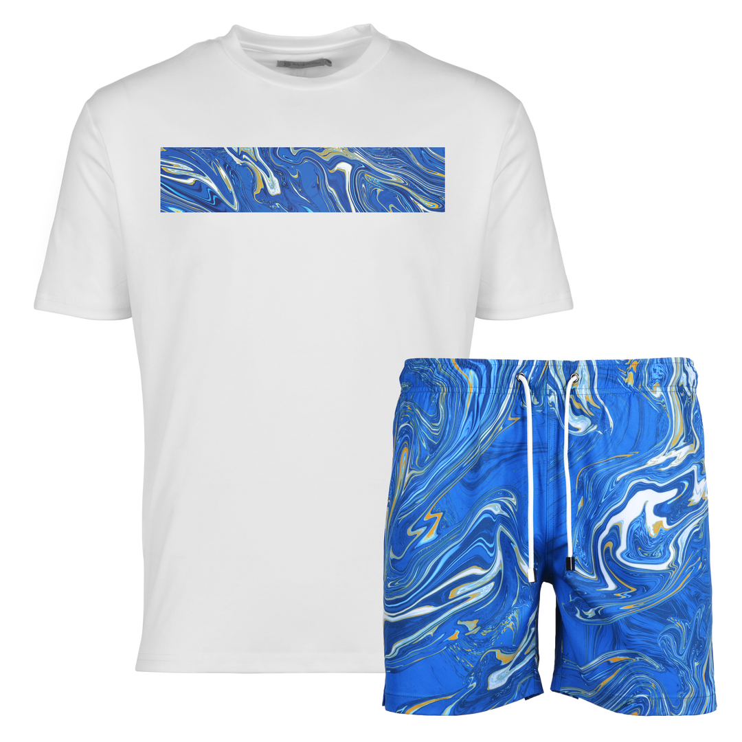 Oil Blue - Men's T-shirt & Swim Short Set