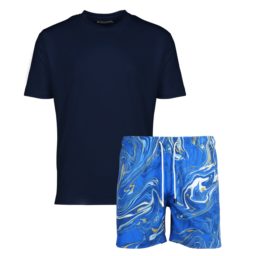 Oil Blue - Men's T-shirt & Swim Short Set