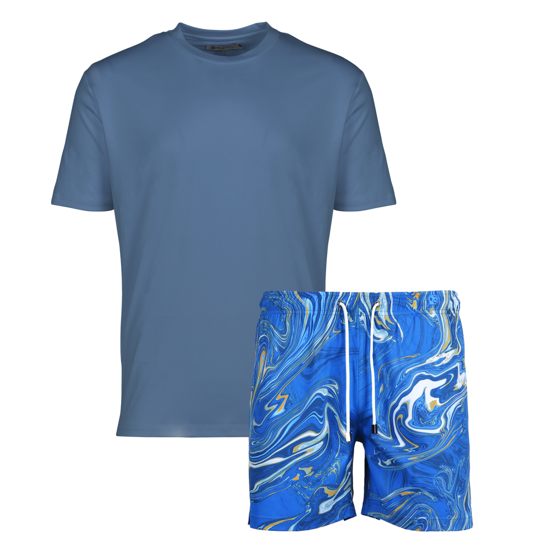 Oil Blue - Men's T-shirt & Swim Short Set