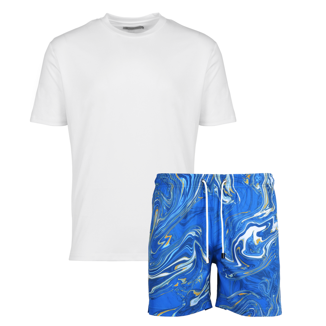 Oil Blue - Men's T-shirt & Swim Short Set