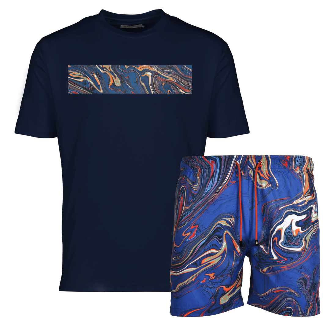 Oil Navy - Men's T-shirt & Swim Short Set