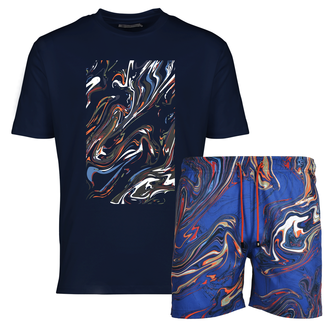 Oil Navy - Men's T-shirt & Swim Short Set