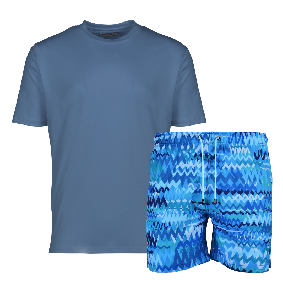 Oscillate Aqua - Men's T-shirt & Swim Short Set