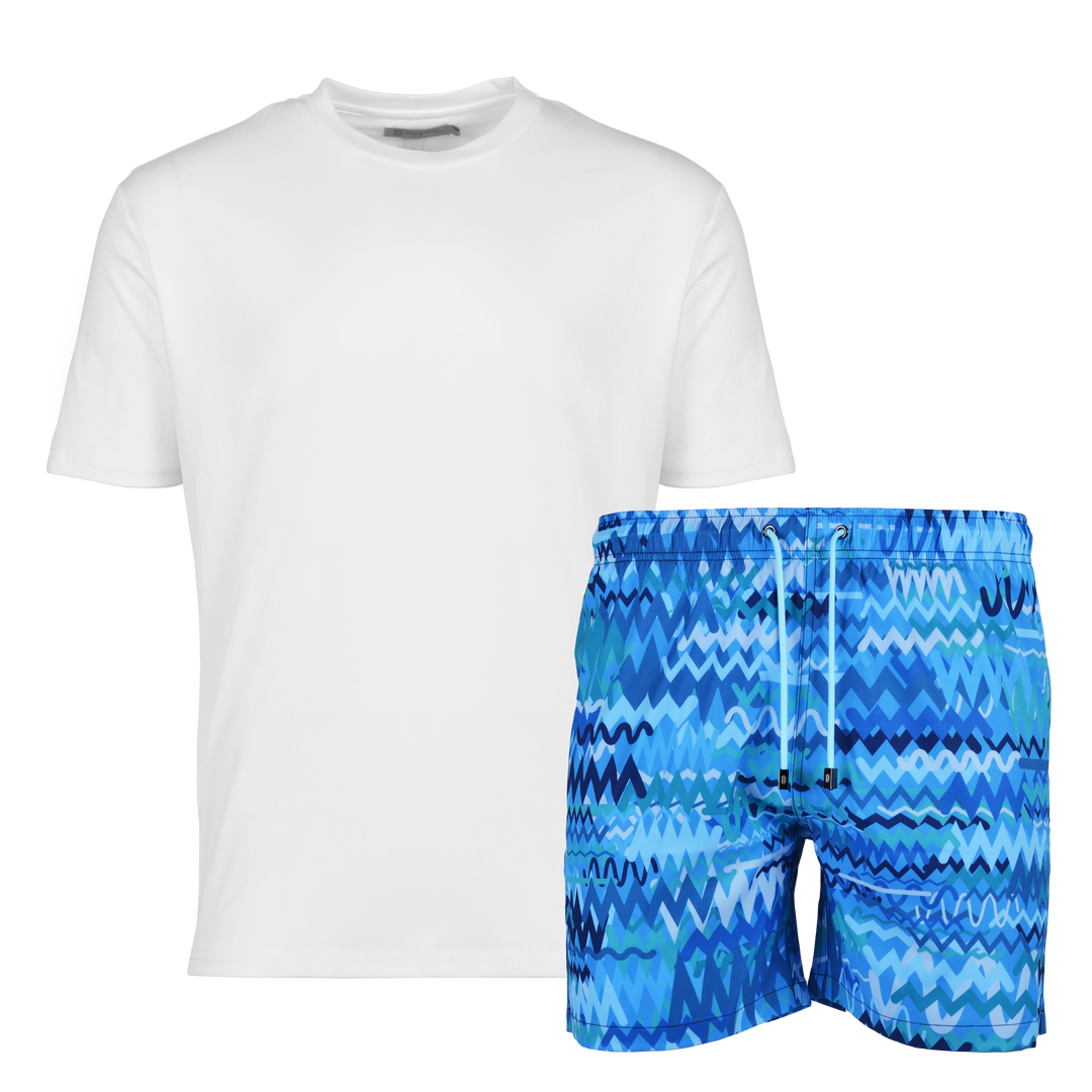 Oscillate Aqua - Men's T-shirt & Swim Short Set