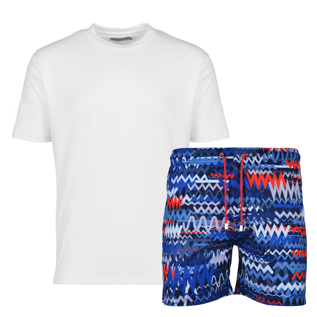 Oscillate Blue Red - Men's T-shirt & Swim Short Set