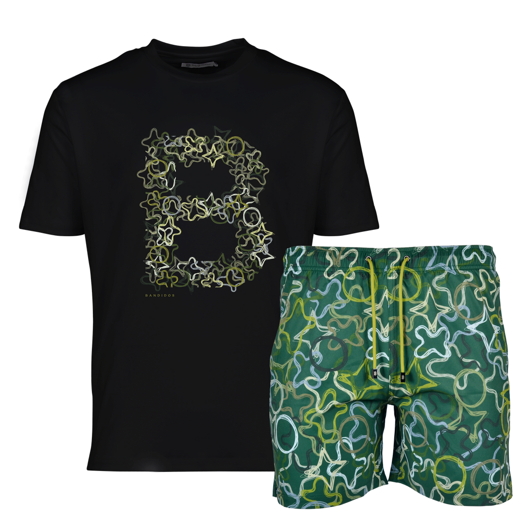 Quattro Green B - Men's T-shirt & Swim Short Set