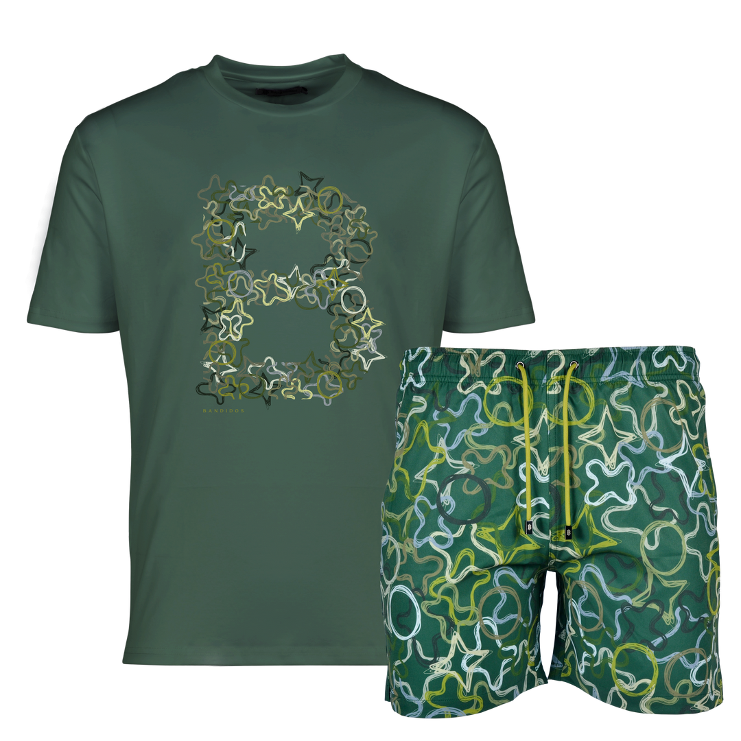 Quattro Green B - Men's T-shirt & Swim Short Set