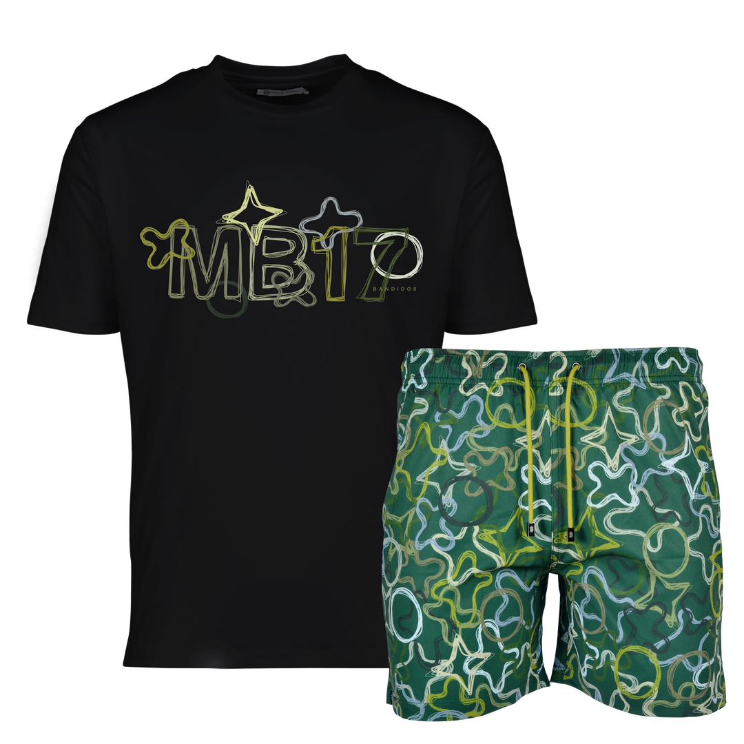 Quattro Green MB17 - Men's T-shirt & Swim Short Set