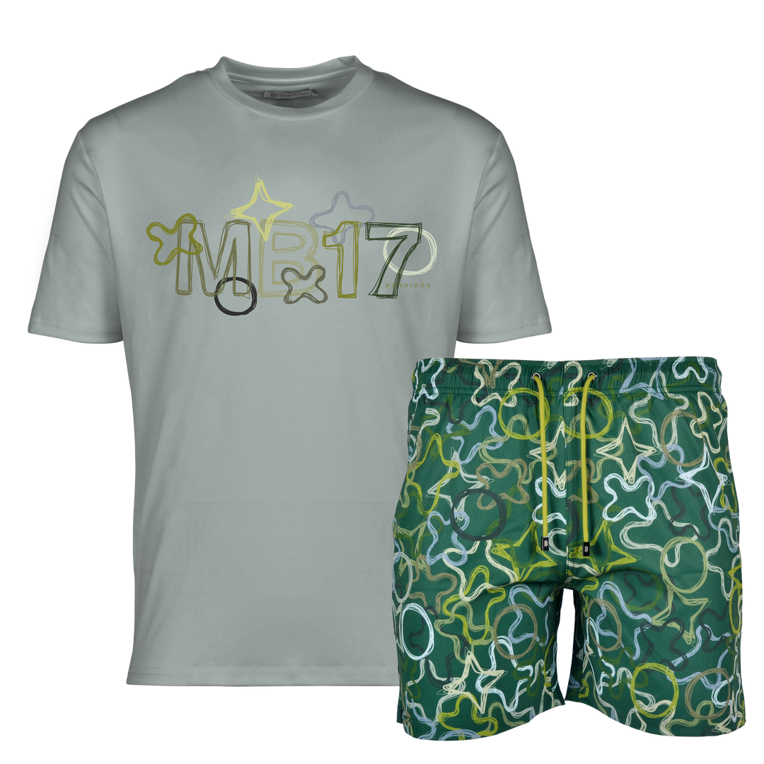 Quattro Green MB17 - Men's T-shirt & Swim Short Set