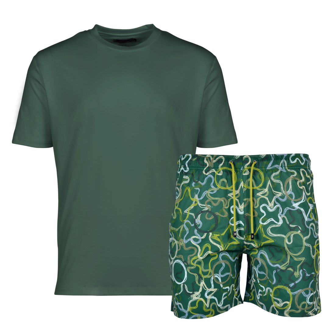 Quattro Green - Men's T-shirt & Swim Short Set